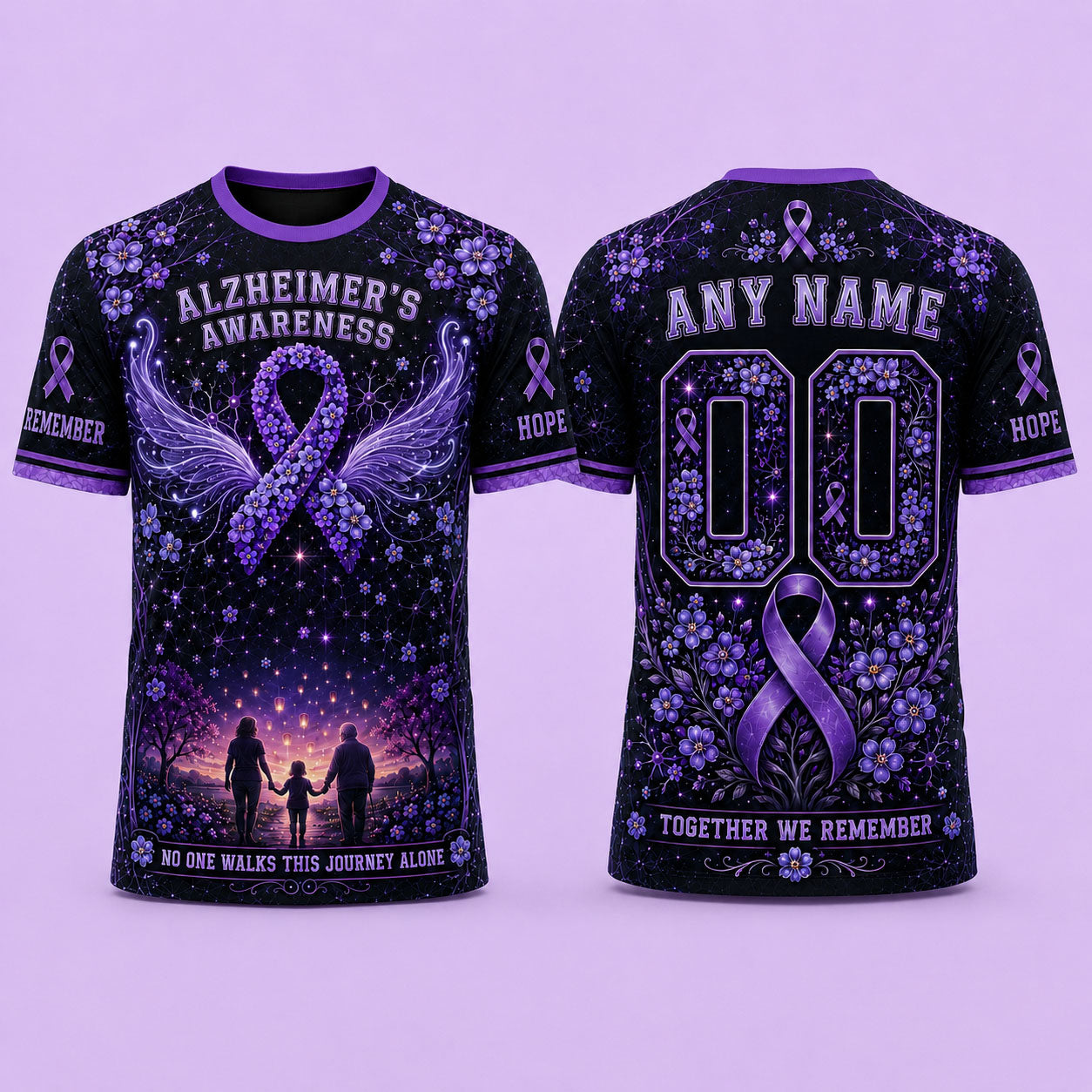 Alzheimer’s Awareness No One Walks This Journey Alone Personalized T-Shirt