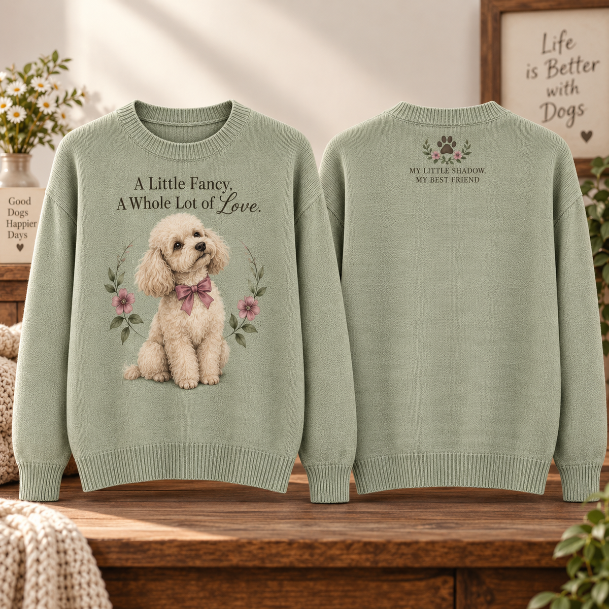 A Little Fancy A Whole Lot of Love Poodle Sweater