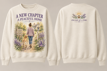 A New Chapter A Peaceful Home Dog Domestic Violence Awareness Sweatshirt