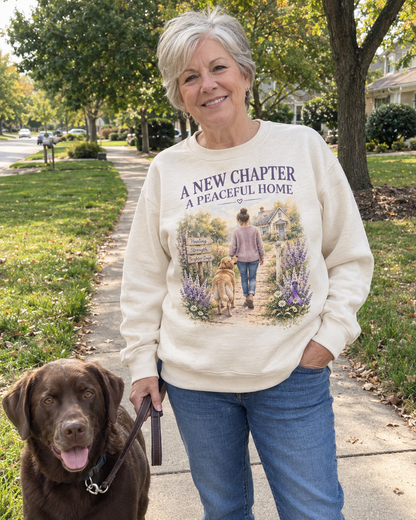 A New Chapter A Peaceful Home Dog Domestic Violence Awareness Sweatshirt