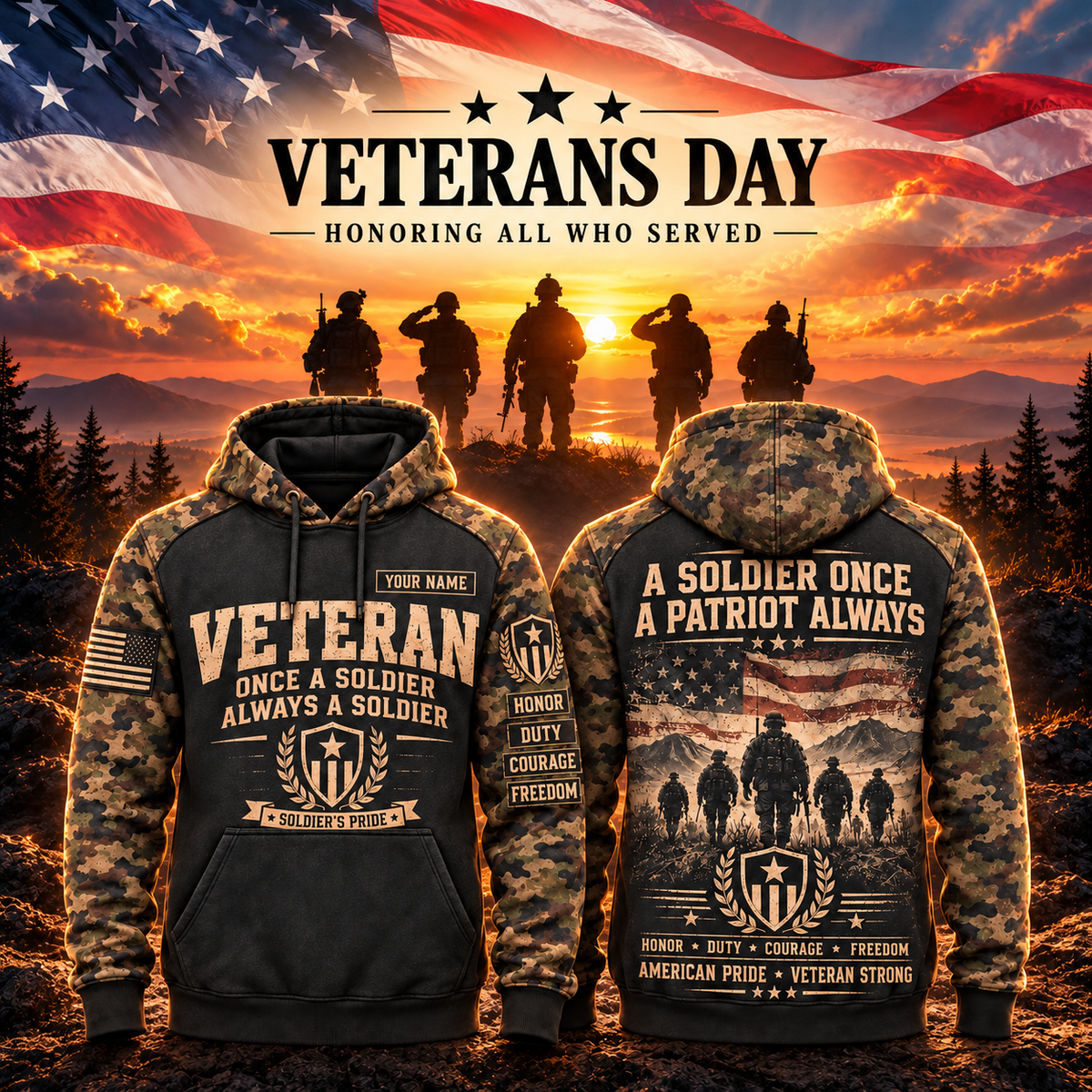 Veteran Forever Camo Sleeve Hoodie – Style 06: A Patriot Always