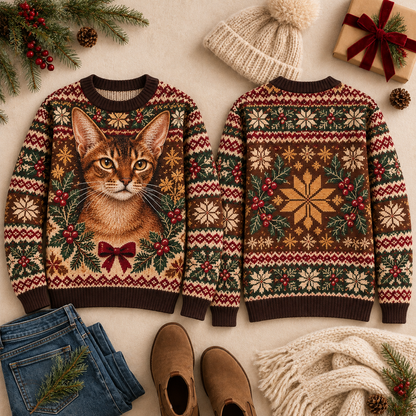 Vintage Christmas Cat Sweater