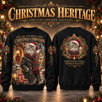 Christmas Heritage Cat Graphic Sweatshirt