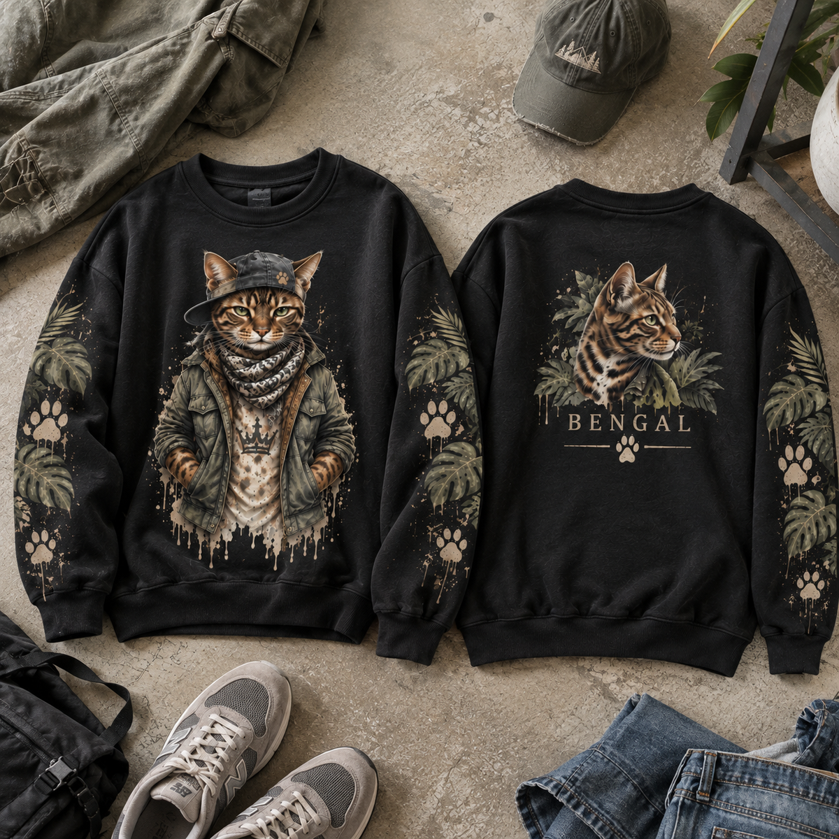 Urban Cat Streetwear Graphic Sweatshirt
