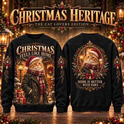 Christmas Heritage Cat Graphic Sweatshirt