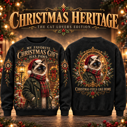 Christmas Heritage Cat Graphic Sweatshirt