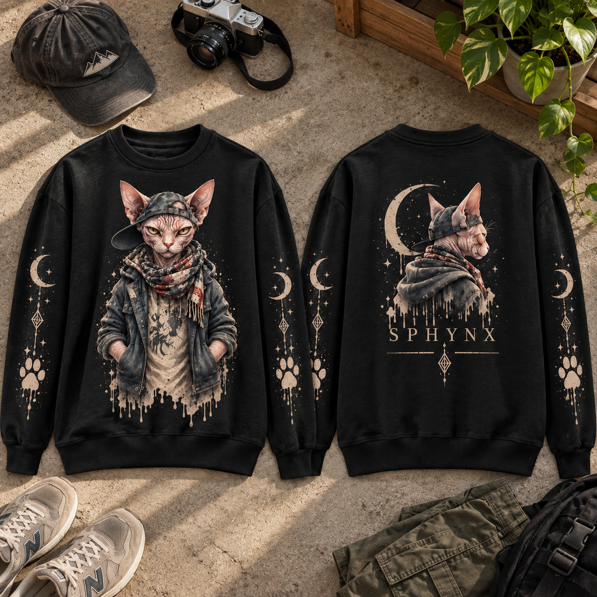 Urban Cat Streetwear Graphic Sweatshirt