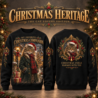Christmas Heritage Cat Graphic Sweatshirt