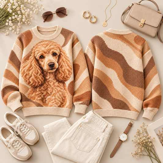 Dog Lover Wavy Striped Sweater