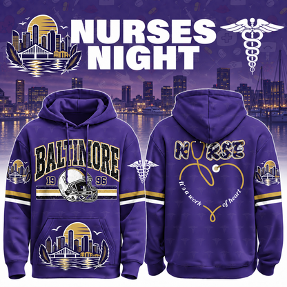 Nurses Night Football Team Spirit It’s a Work of Heart Hoodie