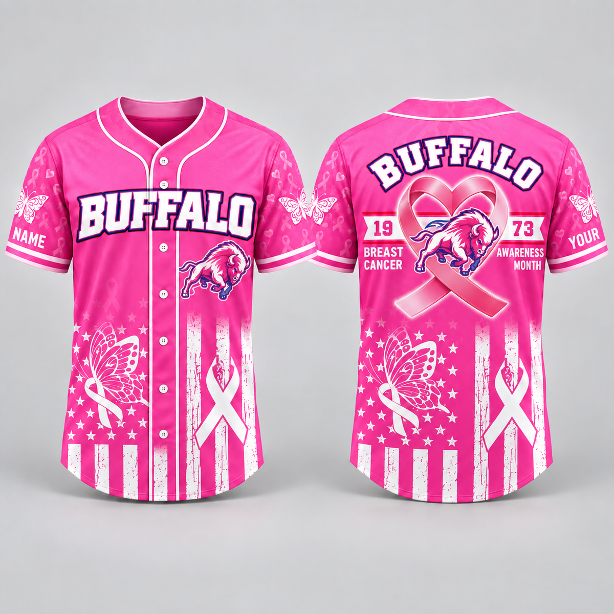 City Pride Pink Ribbon Breast Cancer Awareness Football Jersey