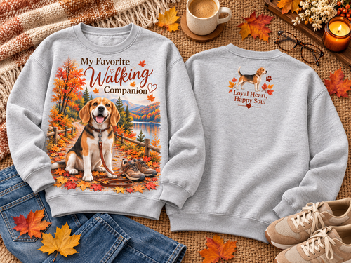 My Favorite Walking Companion Fall Dog Lover Autumn Walking Sweatshirt