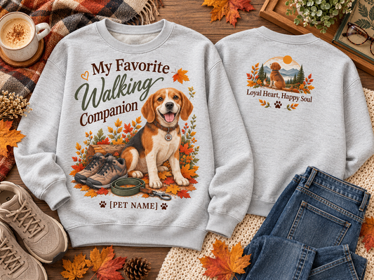 Personalized My Favorite Walking Companion Fall Dog Lover Sweatshirt
