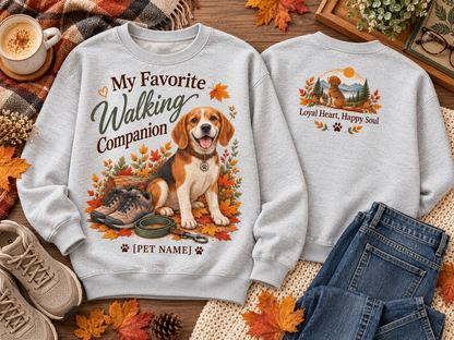Personalized My Favorite Walking Companion Fall Dog Lover Sweatshirt