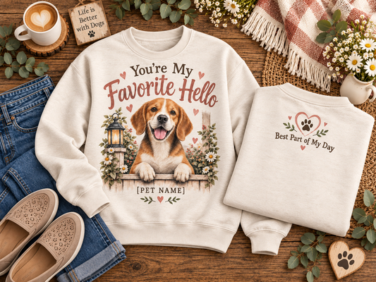 Personalized You're My Favorite Hello Custom Pet Name Dog Lover Sweatshirt