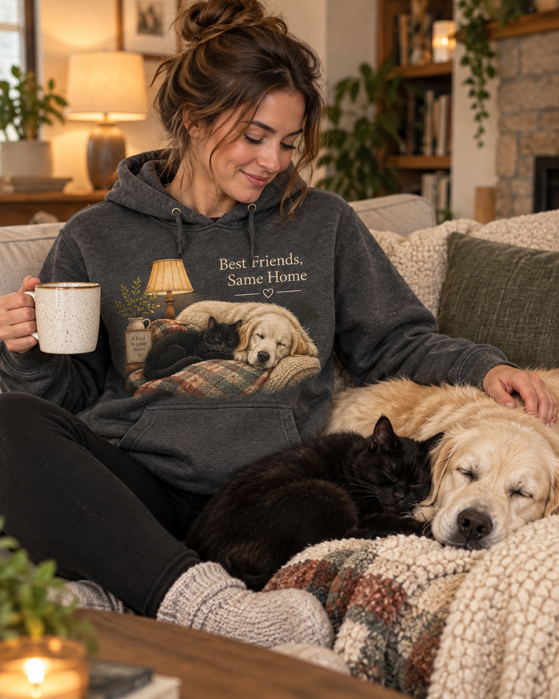 Best Friends Same Home Dog and Cat Cozy Hoodie