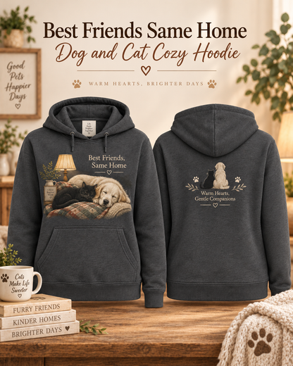 Best Friends Same Home Dog and Cat Cozy Hoodie