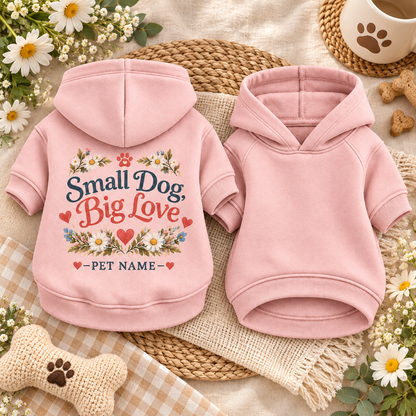 Personalized Small Dog Big Love Floral Pet Hoodie – Blush Pink