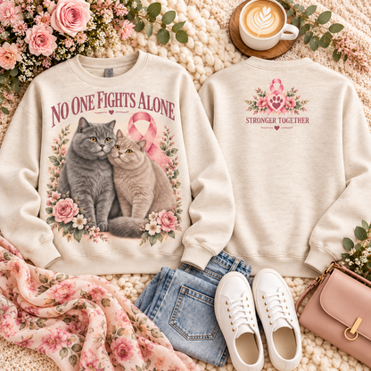 Paws of Hope Cat Breast Cancer Awareness Support & Strength Sweatshirt