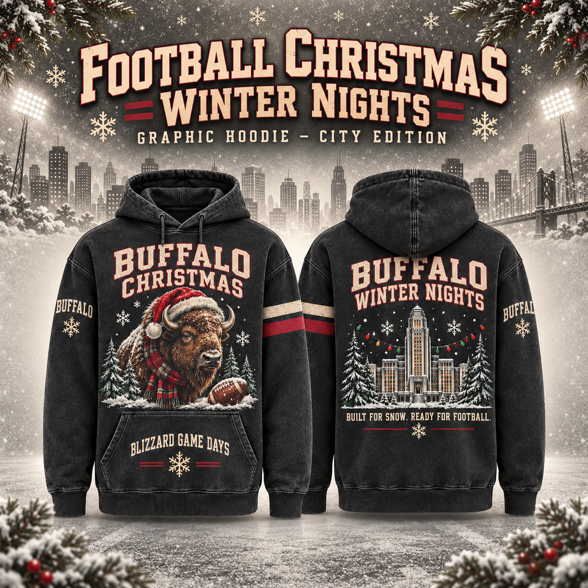 Football Christmas Winter Nights Graphic Hoodie – City Edition