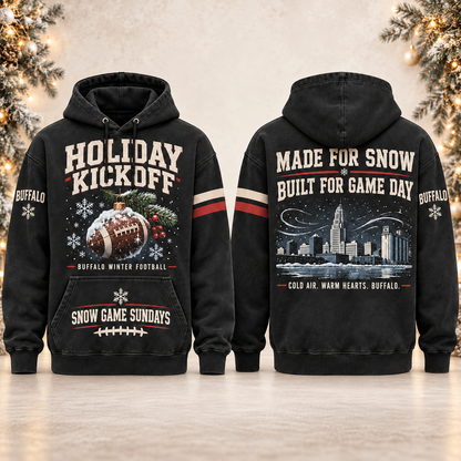Holiday Kickoff Football Christmas Hoodie – Style 02: Buffalo Snow Game Kickoff