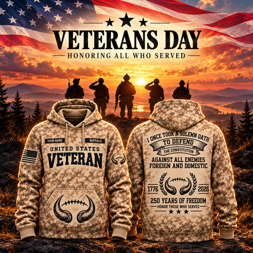 Personalized United States Veteran Pro Football 250 Years of Freedom Camo Hoodie