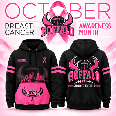 Buffalo Horns Stronger Together Black Pink Hoodie