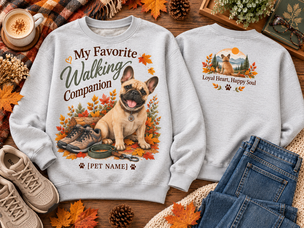 Personalized My Favorite Walking Companion Fall Dog Lover Sweatshirt