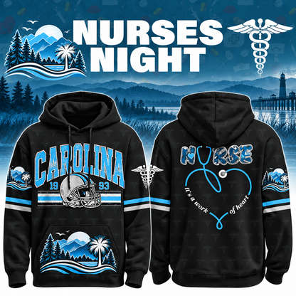Nurses Night Football Team Spirit It’s a Work of Heart Hoodie