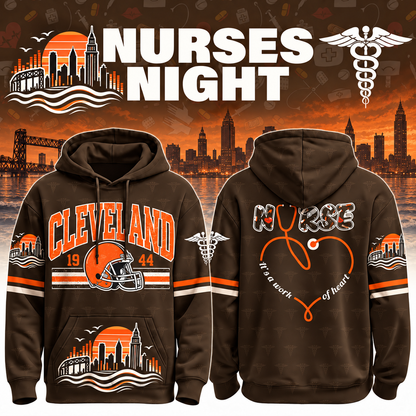 Nurses Night Football Team Spirit It’s a Work of Heart Hoodie