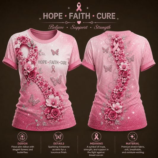 Women's Casual Breast Cancer Awareness Print T-Shirt