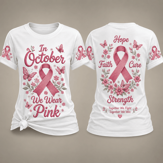 Women's Casual Breast Cancer Awareness Print T-Shirt