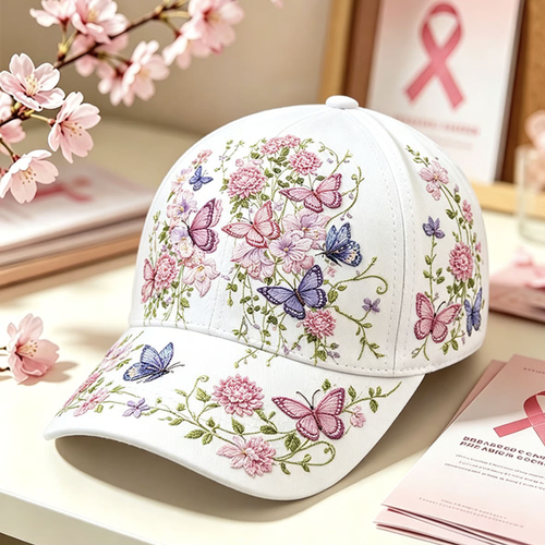 Breast Cancer Awareness Floral-Print Classic Cap