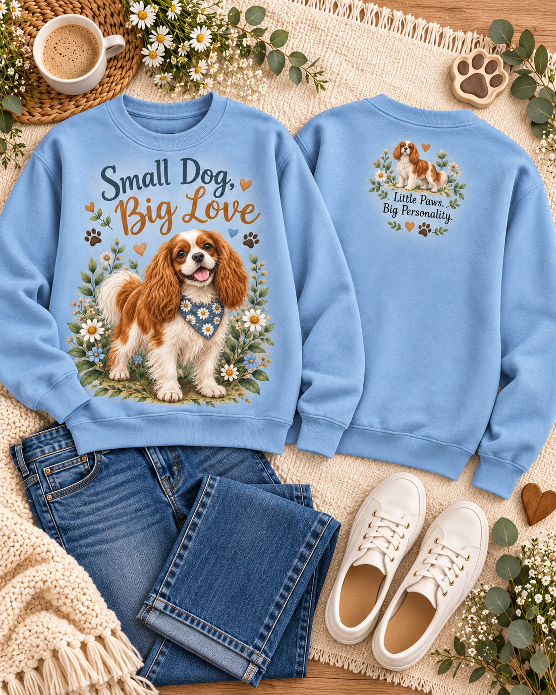 Small Dog Big Love Floral Cute Dog Lover Sweatshirt