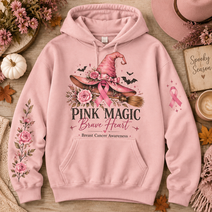 Pink Magic Brave Heart Halloween Breast Cancer Awareness Hoodie