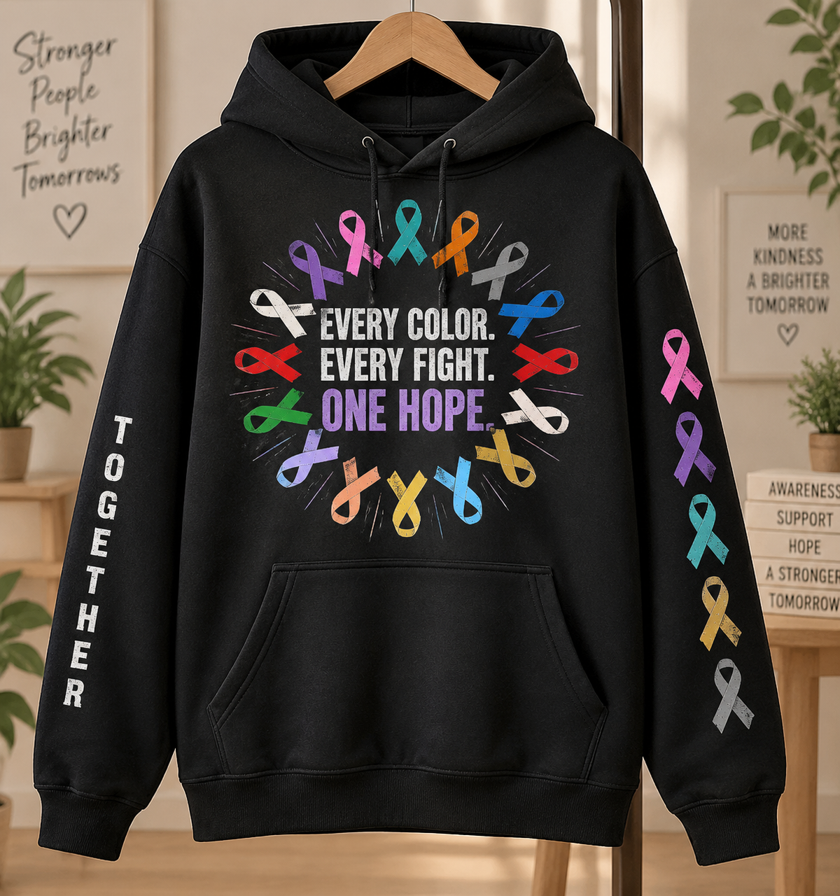Every Color Every Fight One Hope Multicolor Cancer Awareness Hoodie