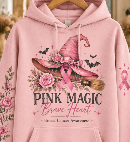 Pink Magic Brave Heart Halloween Breast Cancer Awareness Hoodie