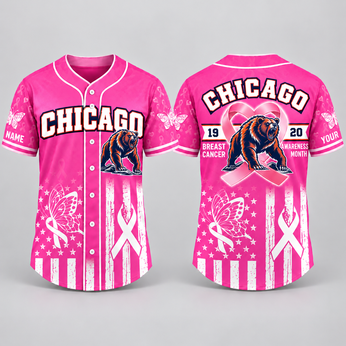 City Pride Pink Ribbon Breast Cancer Awareness Football Jersey