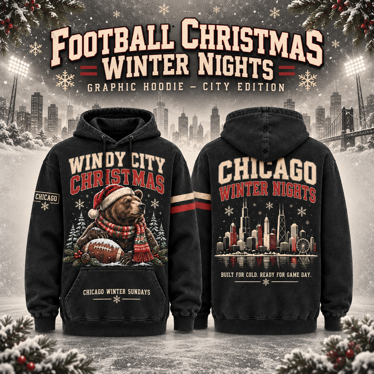 Football Christmas Winter Nights Graphic Hoodie – City Edition