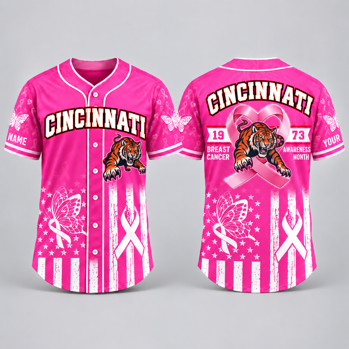 City Pride Pink Ribbon Breast Cancer Awareness Football Jersey