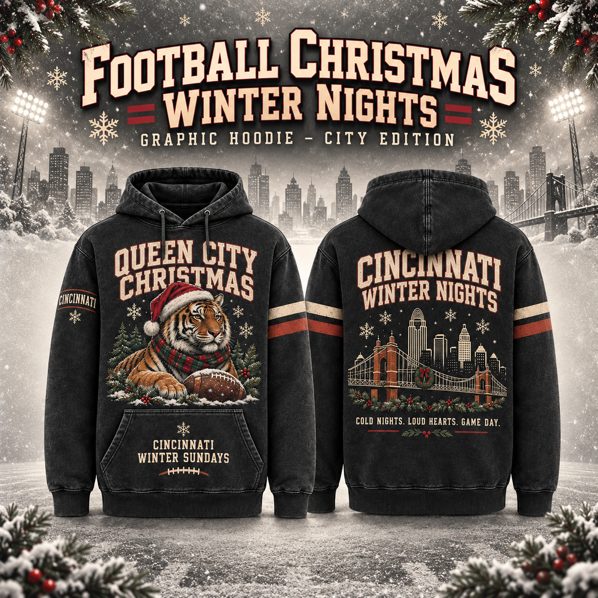 Football Christmas Winter Nights Graphic Hoodie – City Edition