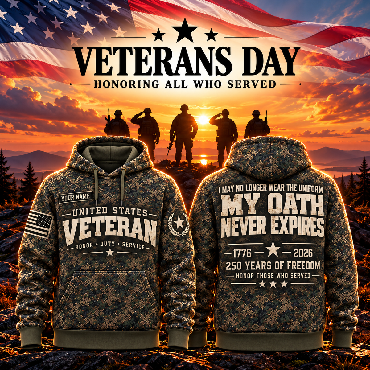 Veteran Oath Never Expires Camo Hoodie – Style 02: Classic Oath