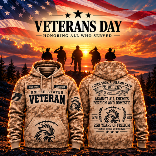 Columbia College Football Veteran Apparel – Camo Veteran – Rooster