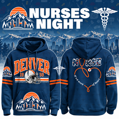 Nurses Night Football Team Spirit It’s a Work of Heart Hoodie