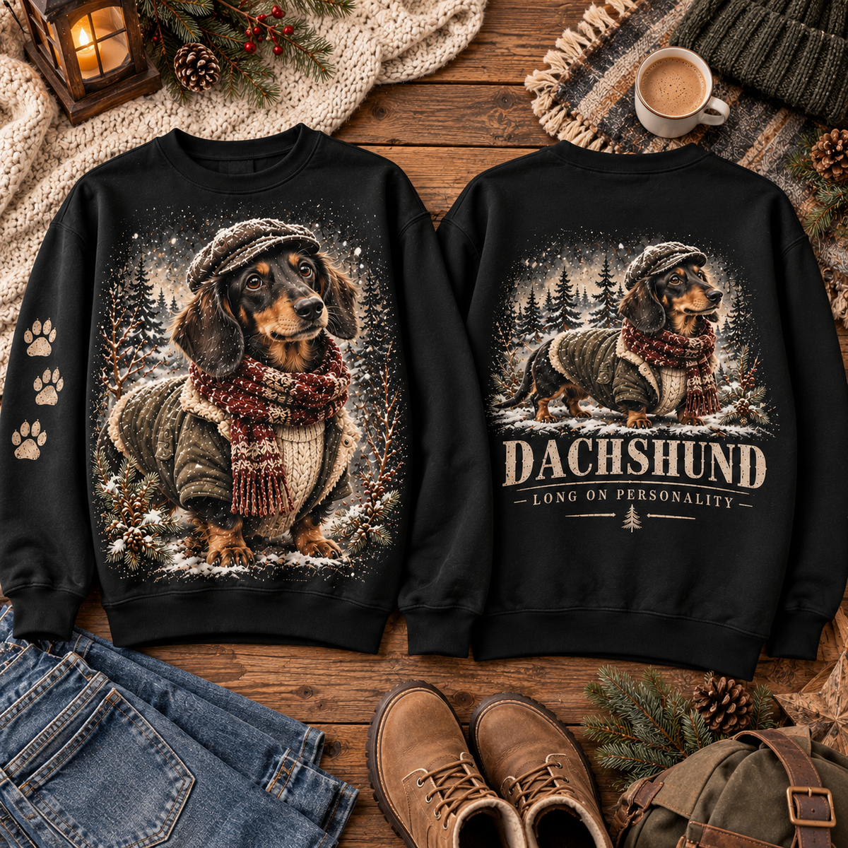 Winter Dog Lover Vintage Graphic Sweatshirt