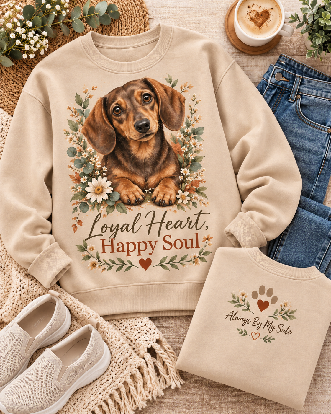 Loyal Heart Happy Soul Floral Dog Lover Sweatshirt – Dachshund