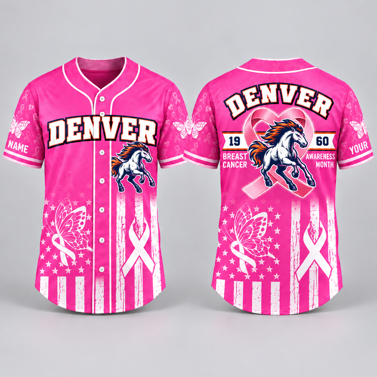 City Pride Pink Ribbon Breast Cancer Awareness Football Jersey