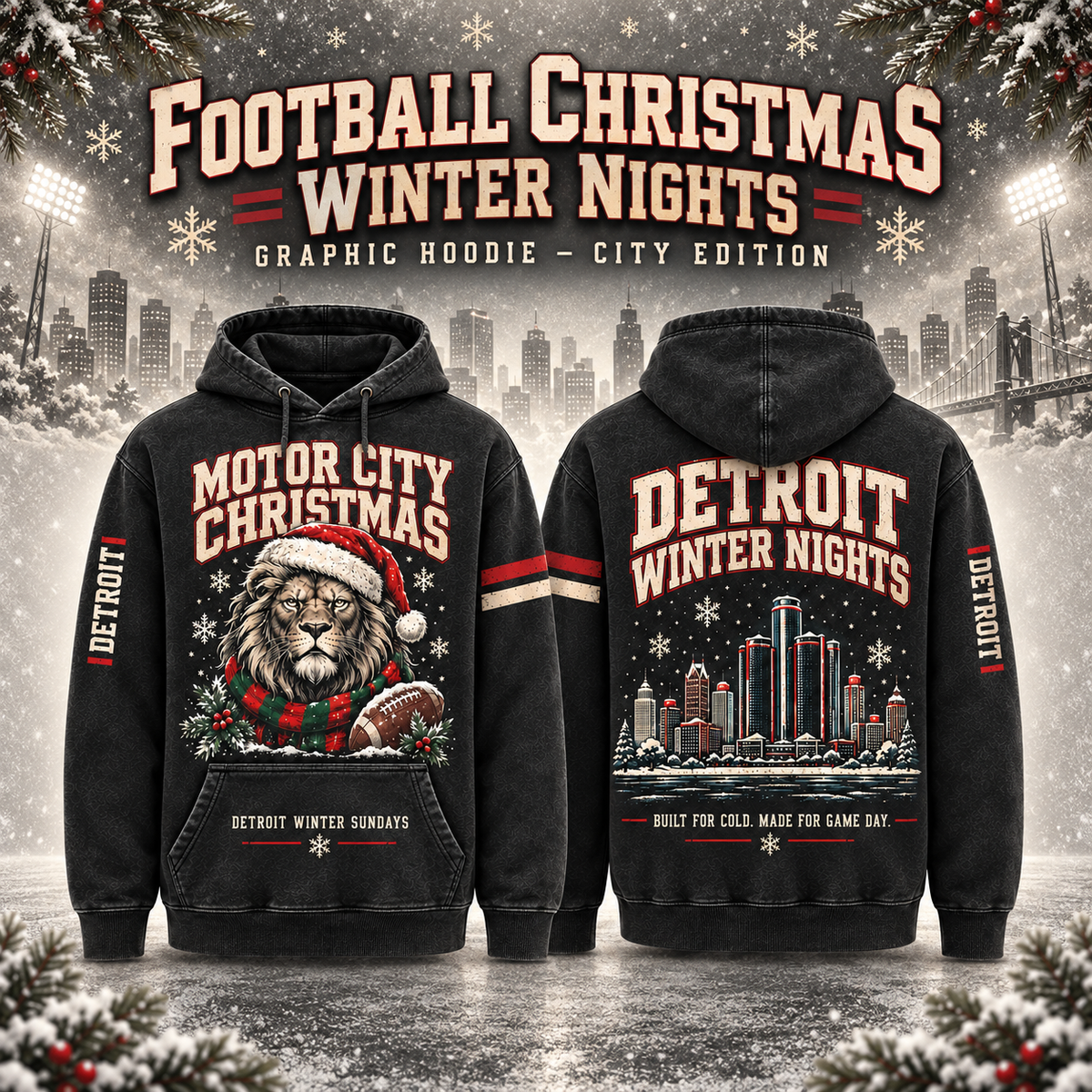 Football Christmas Winter Nights Graphic Hoodie – City Edition