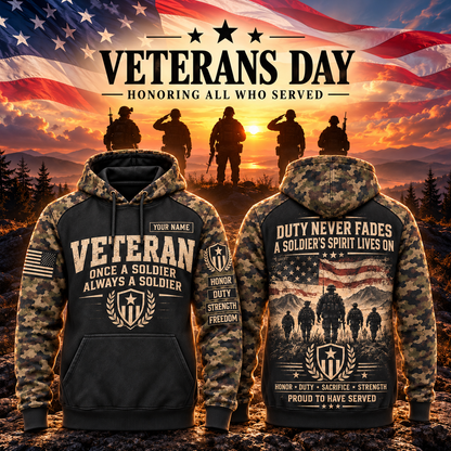 Veteran Forever Camo Sleeve Hoodie – Style 02: Duty Never Fades