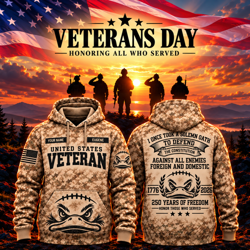 Eugene College Football Veteran Apparel – Camo Veteran – Duck